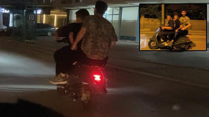Aksaray’da tehlikeli yolculuk! 3 kişi sıkışarak motorla seyahat etti
